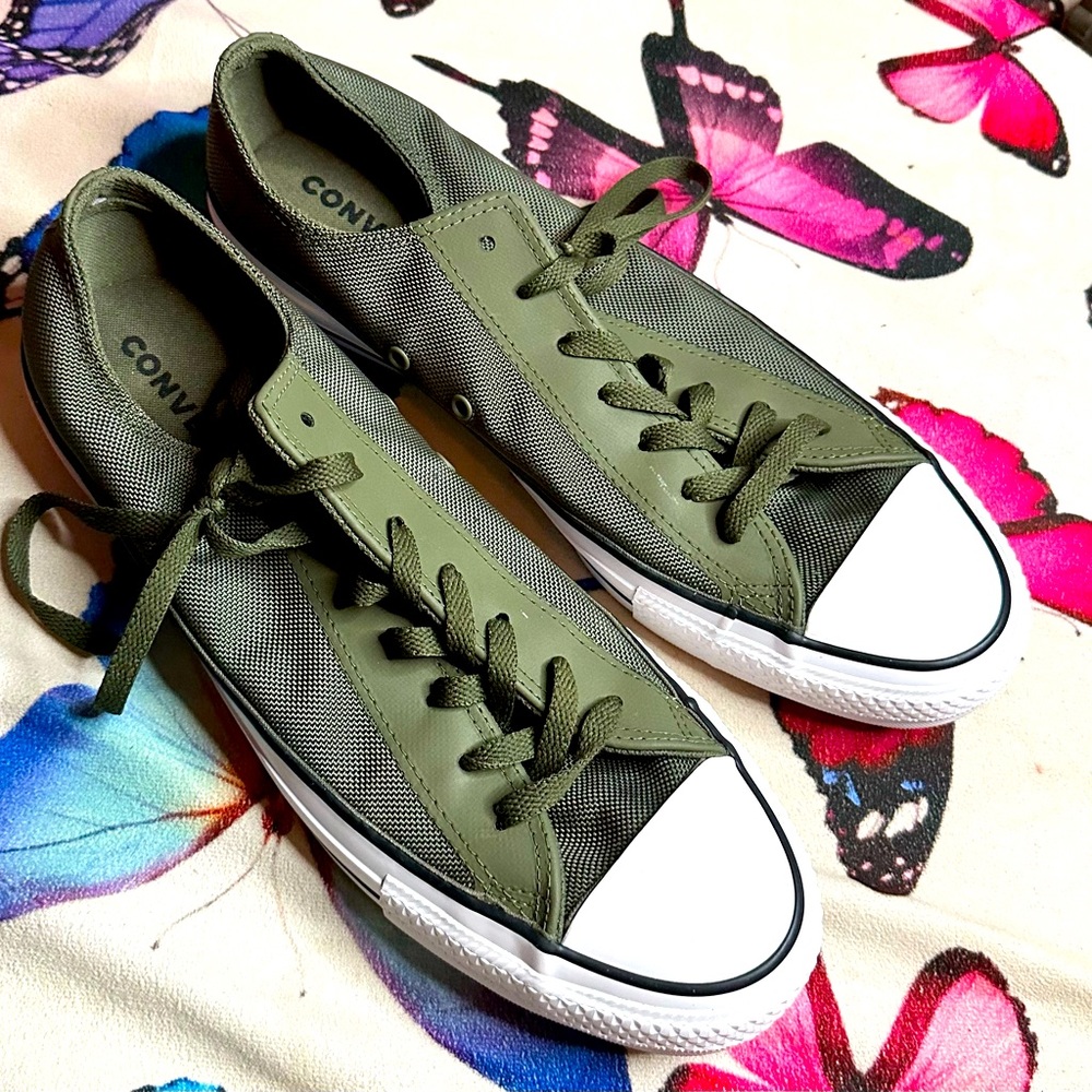 Green and white converses